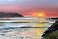 "Treyarnon Sunset at High Tide" Fine Art Print