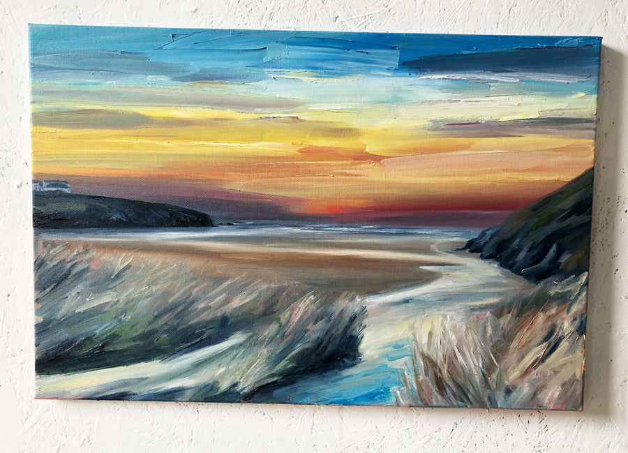 'Porthcothan Sunset'- Original Oil Painting – Toby Ray Fine Art