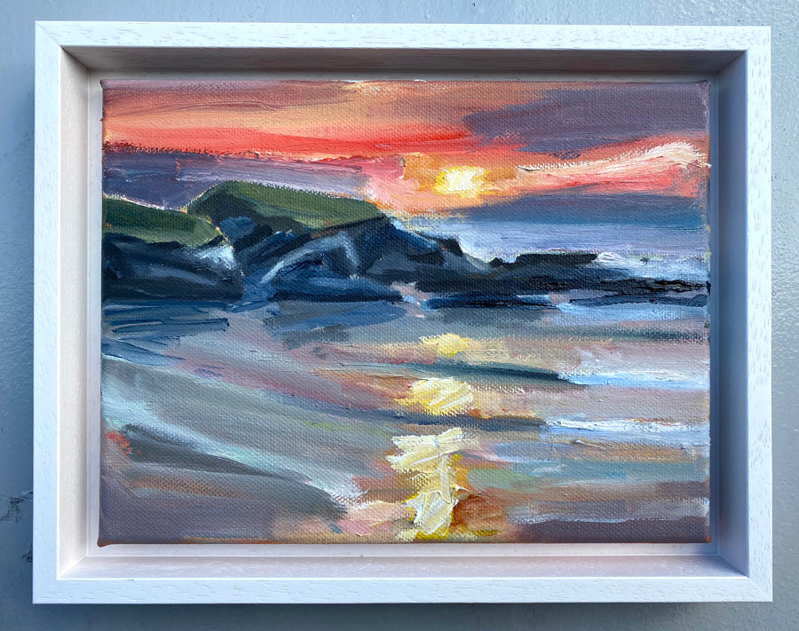 'Sunset over Trethias' Framed Oil Sketch