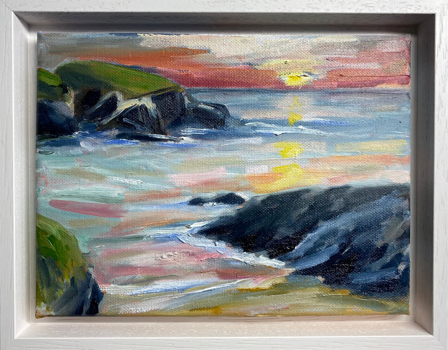 'Autumn Sunset at Treyarnon ' - Original Oil Sketch