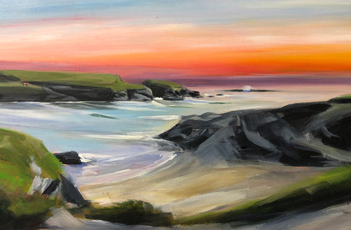 painting of treyarnon bay