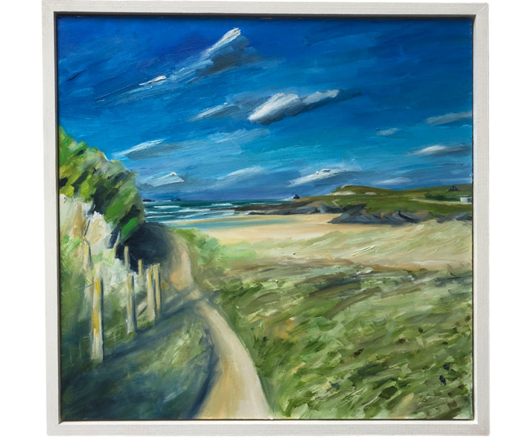 oil painting of treyarnon bay