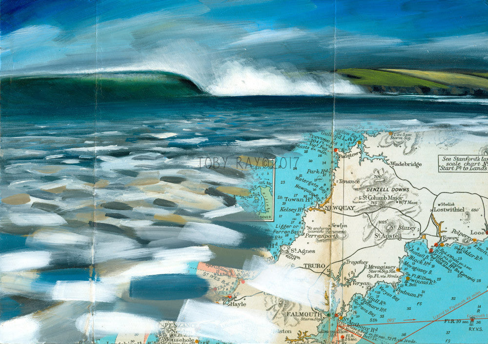 Low tide harlyn painting by Toby Ray