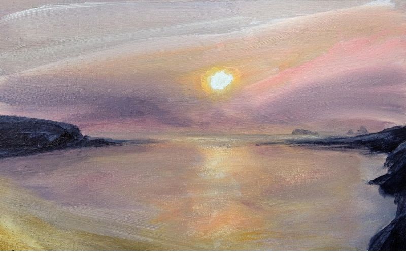 hazy treyarnon sunset painting