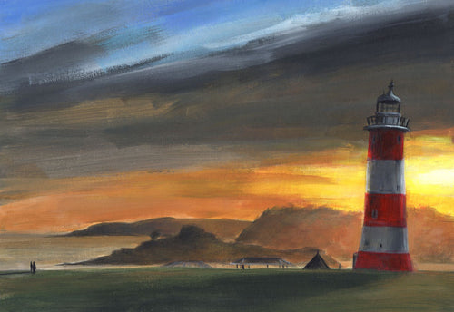painting of smeatons tower on plymouth hoe