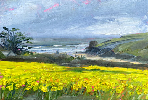 Painting ofdaffodils porthcothan bay