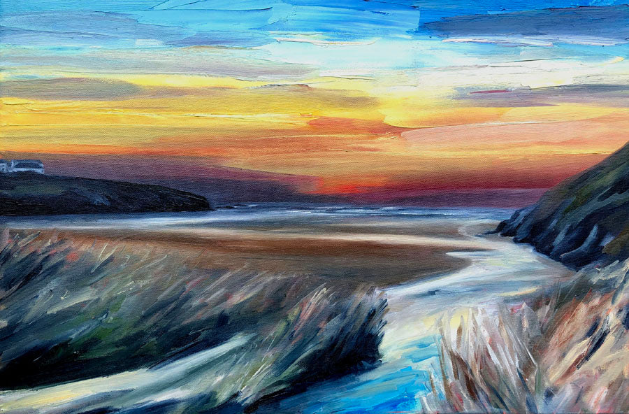 Toby Ray 'Porthcothan Sunset'- Original Oil Painting – Toby Ray Fine Art