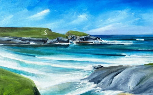 painting of treyarnon bay